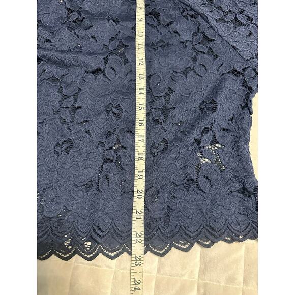Free People Lace Blouse  Women's Size Medium Blue Eyelet Boho Top Flowy - Picture 6 of 7
